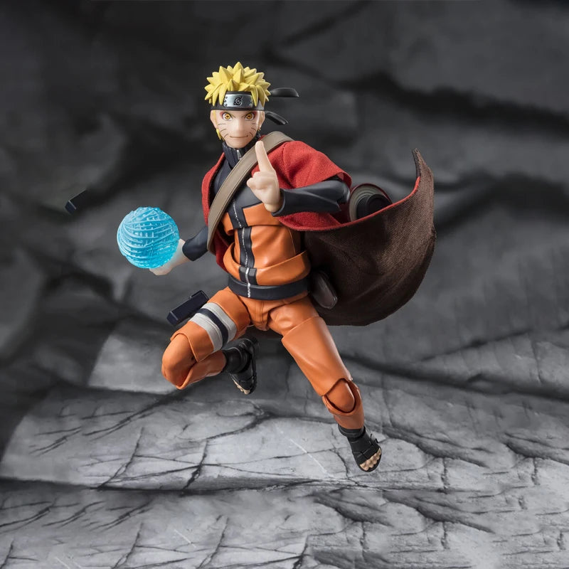 Bandai Genuine Naruto Model Kit SHF Naruto Uzumaki Sage Mode Savior Of Konoha Action Figure Collection Model Kids Toys Gifts