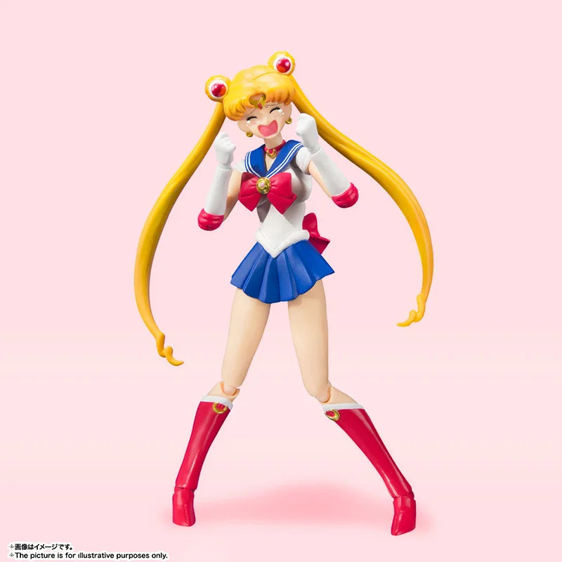 Bandai Genuine Sailor Moon Model Kit Anime Figures SHF Sailor Moon Animation Color Action Figure Collection Model for Toys Gifts