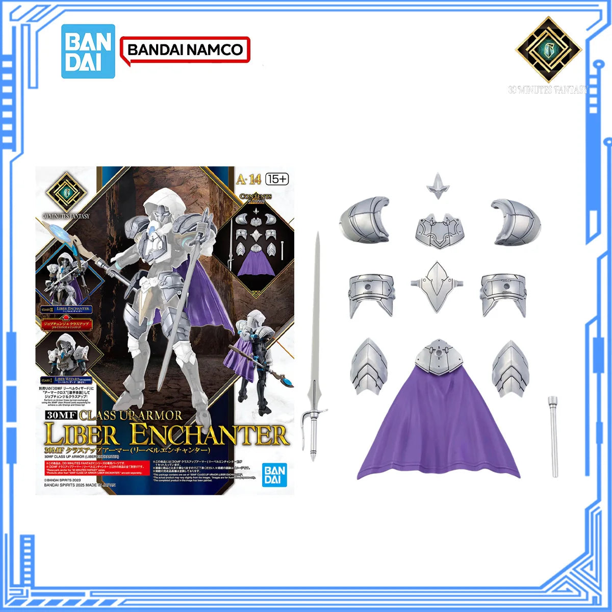 Bandai Genuine 30Minutes Fantasy Model Kit 30MF Class Up Armor Liber Enchanter Action Figure Collection Model Boys Toys Gifts