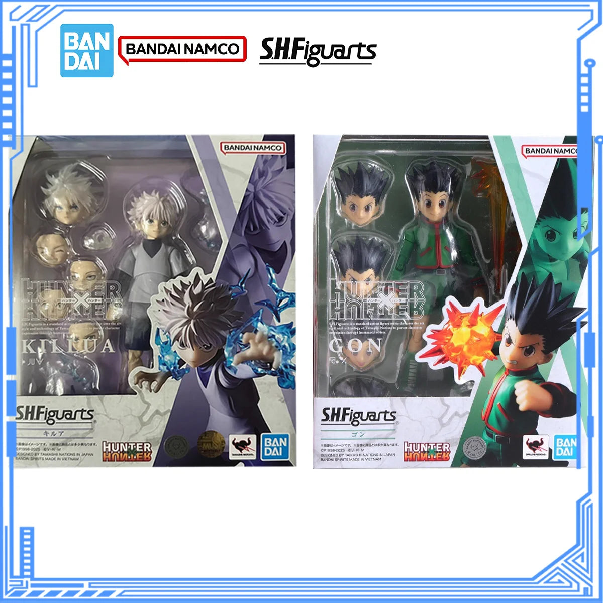 Bandai Genuine HUNTER×HUNTER Model Kit Anime Figures SHF Killua Zoldyck Gon Freecss Action Figure Joints Movable Model for Toys
