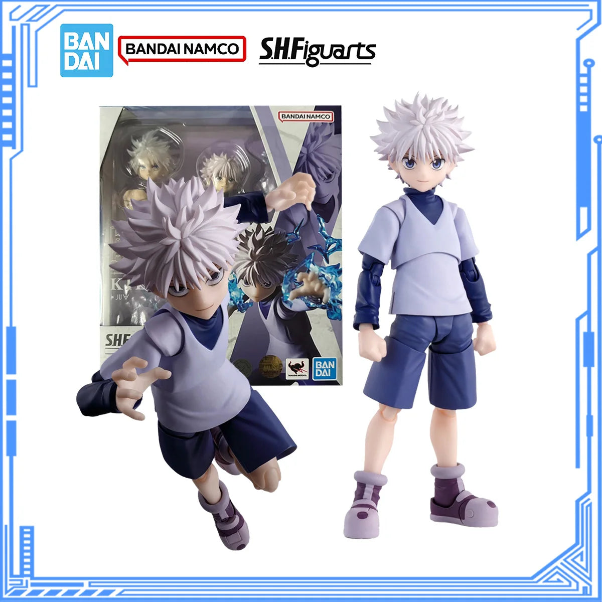 Bandai Genuine HUNTER×HUNTER Model Kit Anime Figures S.H.Figuarts Killua Zoldyck Action Figure Joints Movable Model Toys Gifts