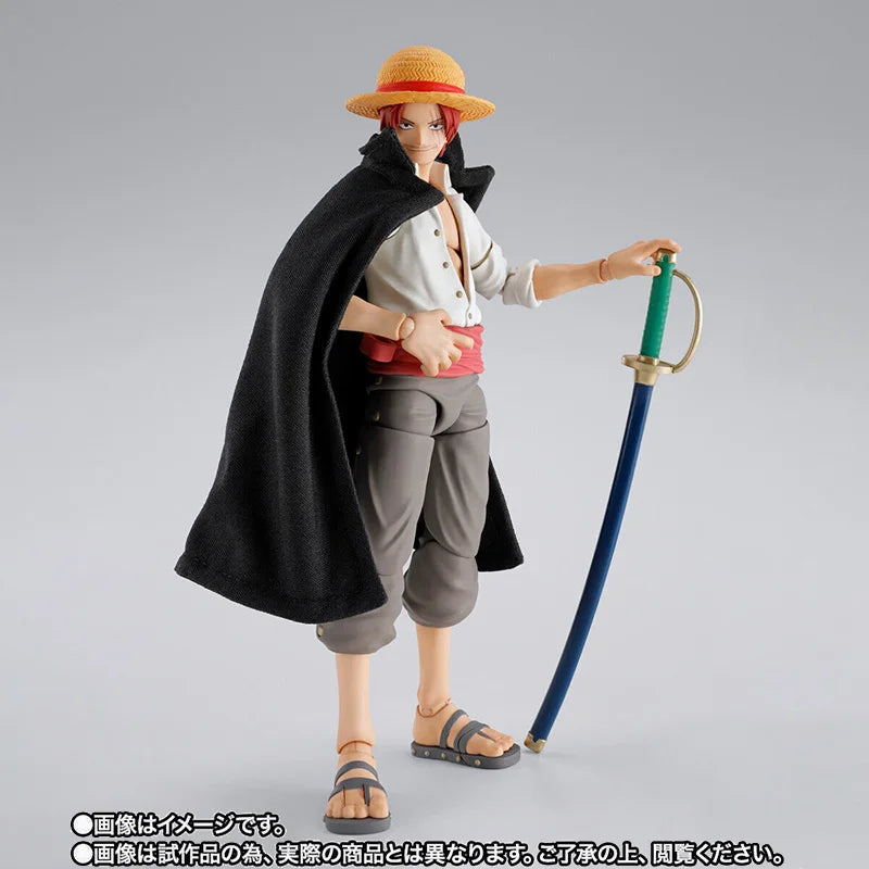 Bandai Genuine One Piece Model Kit Anime Figures SHF Shanks & Monkey D Luffy Childhood Action Figure Collection Model Kids Toys
