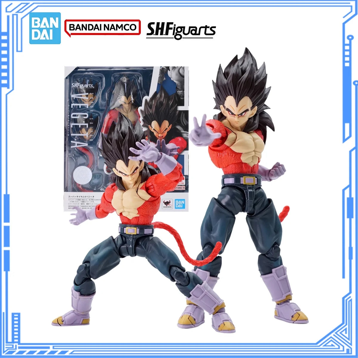 Bandai Genuine Dragon Ball GT Model Kit S.H.Figuarts Super Saiyan 4 Vegeta Action Figure Joints Movable Collection Model Toys