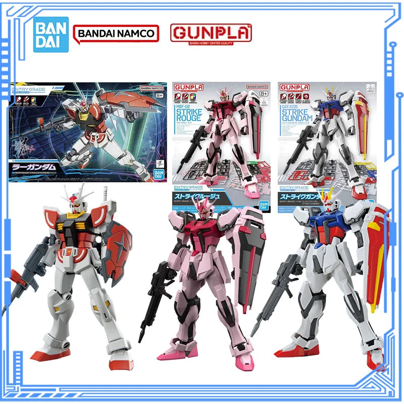 Bandai Genuine Gundam Model Kit EG 1/144 Lah Gundam Strike Rouge Strike Gundam Gunpla Action Figures Assembly Model Toys Gifts