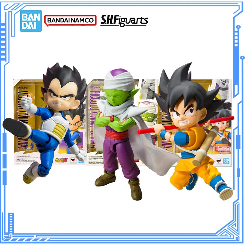 Bandai Genuine Dragon Ball Model Kit Anime Figures SHF Son Goku Vegeta Piccolo MINI DAIMA Action Figure Collection Model Toys