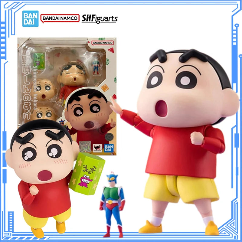 Bandai Genuine Crayon Shin-chan Model Kit Anime Figrues SHF Shinnosuke Nohara Action Figure Joints Movable Model Kids Toys Gifts