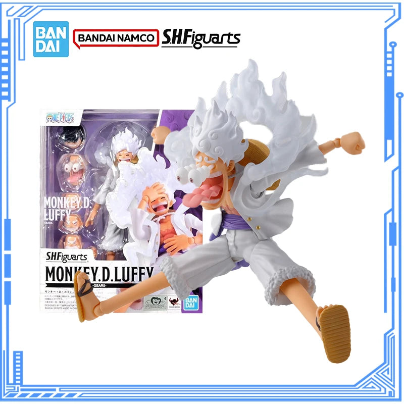 Bandai Genuine One Piece Model Kit Anime Figures SHF  Monkey D. Luffy Gear5 Action Figure Collection Model for Kids Toys Gifts