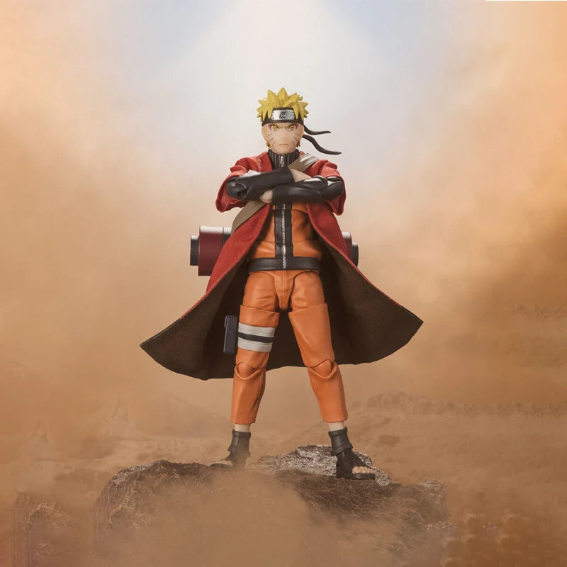 Bandai Genuine Naruto Model Kit SHF Naruto Uzumaki Sage Mode Savior Of Konoha Action Figure Collection Model Kids Toys Gifts
