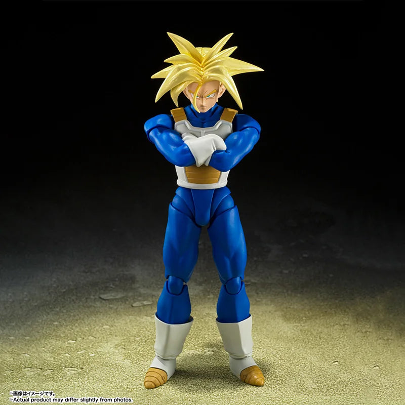 Bandai Genuine Dragon Ball Model Kit Anime Figures SHF Trunks Infinite Latent Super Power Action Figure Collection Model Toys