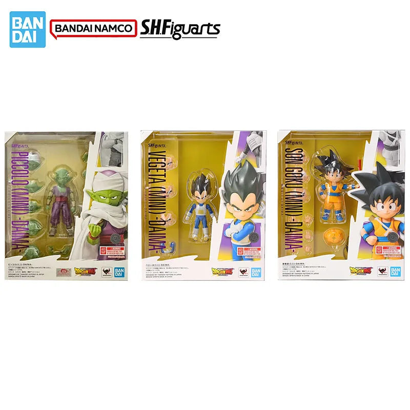 Bandai Genuine Dragon Ball Model Kit Anime Figures SHF Son Goku Vegeta Piccolo MINI DAIMA Action Figure Collection Model Toys