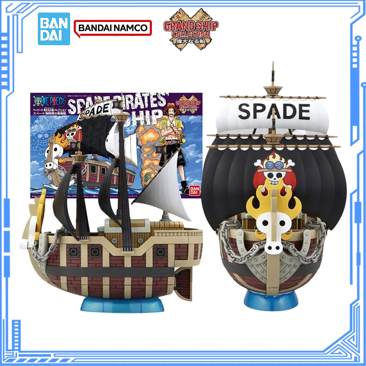 Bandai Genuine One Piece Model Kit Anime Figures Grand Ship Spade Pirates Ship Action Figure Assembly Model for Boys Toys Gifts