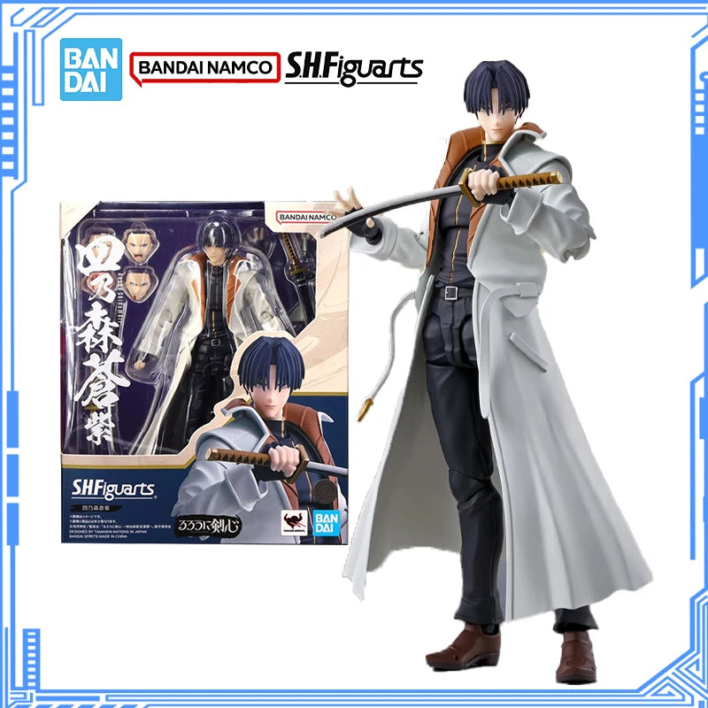 Bandai Genuine Rurouni Kenshin Model Kit Anime Figures SHF Shinomori aoshi Action Figure Collection Model Children's Toys Gifts