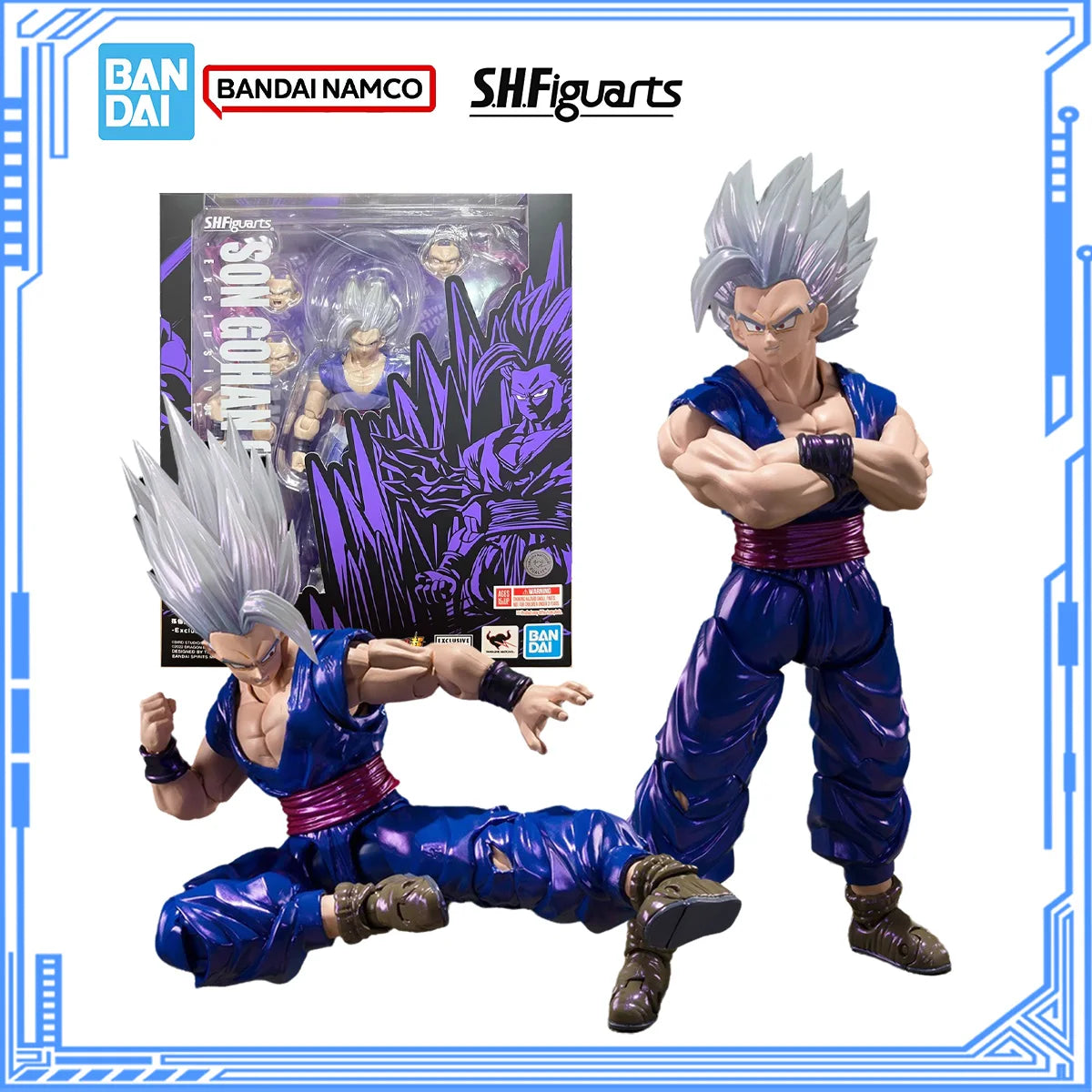 Bandai Genuine Dragon Ball Model Kit Anime Figures SHF Son Gohan Beast SDCC Action Figure Joints Movable Model Boys Toys Gifts