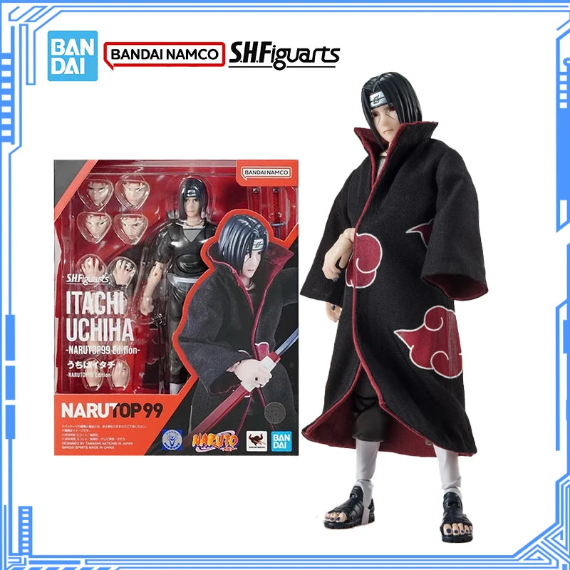 Bandai Genuine Naruto Model Kit Anime Figures SHF Uchiha Itachi NarutoP99 Action Figure Collection Model for Kids Toys Gifts