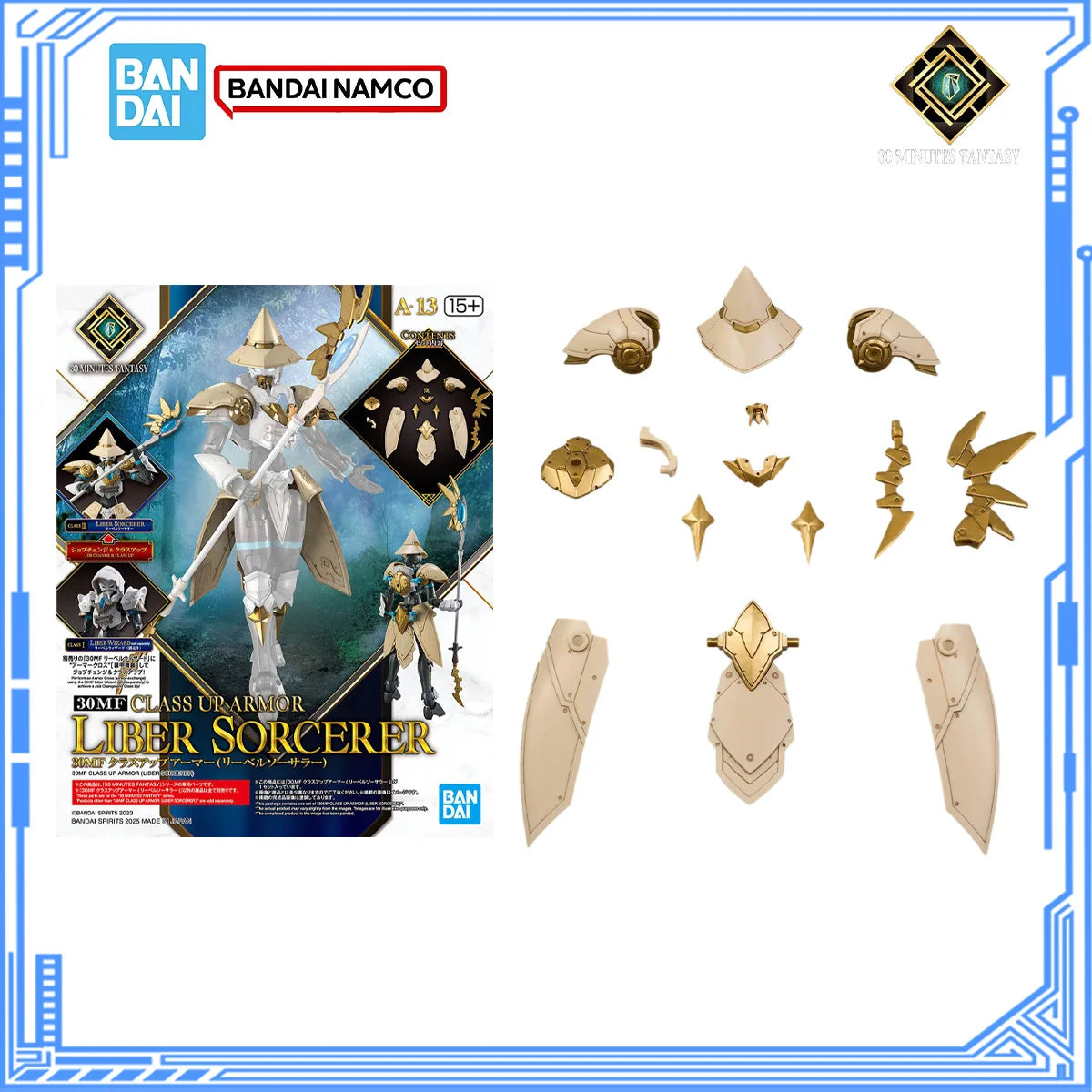 Bandai Genuine 30Minutes Fantasy Model Kit 30MF Class Up Armor Liber Sorcerer Action Figure Collection Model for Boys Toys Gifts