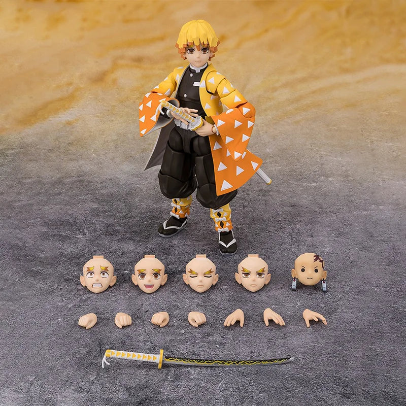 Bandai Genuine Demon Slayer Model Kit Anime Figures SHF Zenitsu Agatsuma Action Figure Joints Movable Model for Boys Toys Gifts