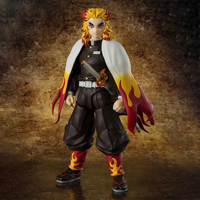 Bandai Genuine Demon Slayer Model Kit Anime Figures SHF Rengoku Kyoujurou Action Figure Collection Model Toys Christmas Gifts