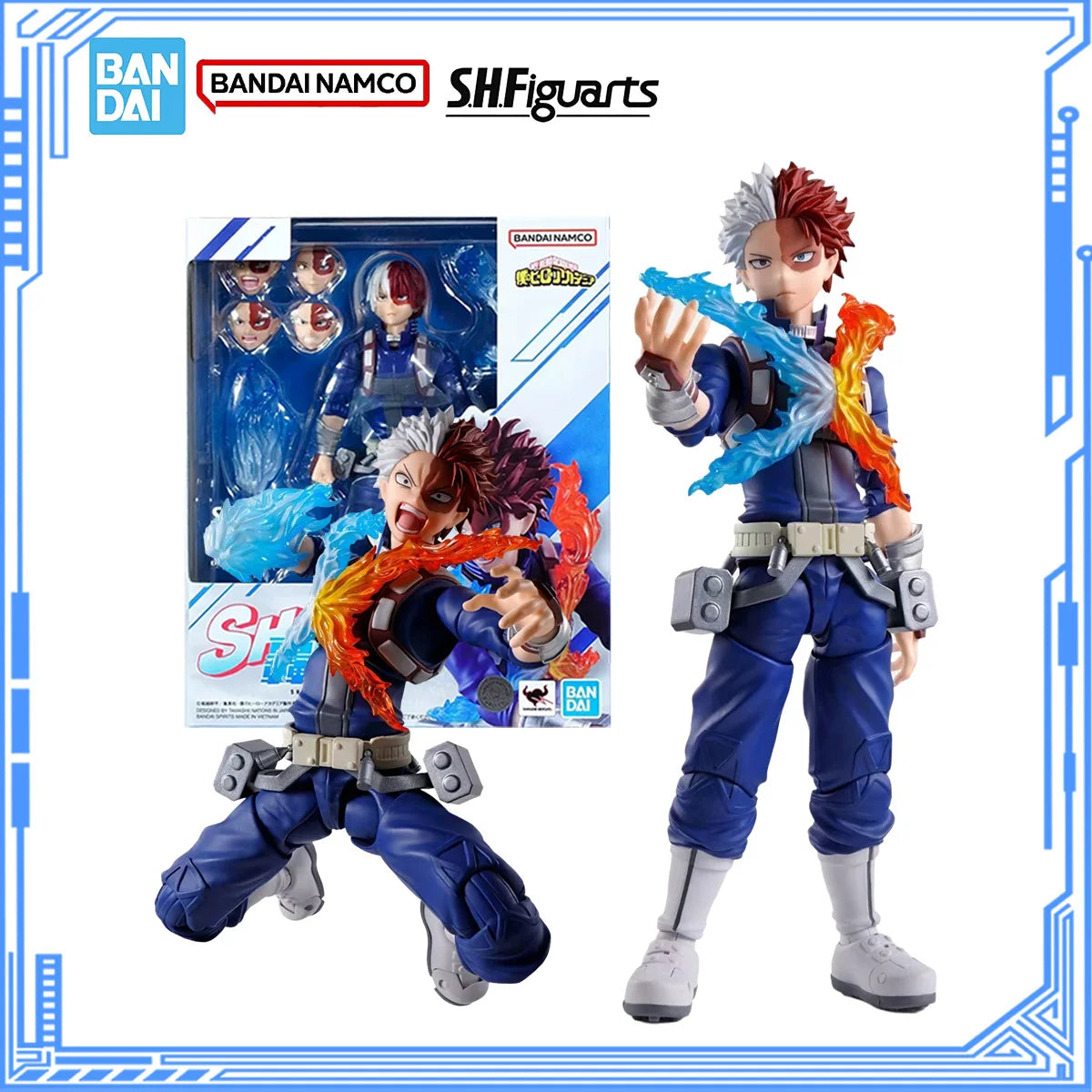 Bandai Genuine My Hero Academia Model Kit SHF Todoroki Shoto Joints Movable Action Figures Collection Finished Model Toys Gifts