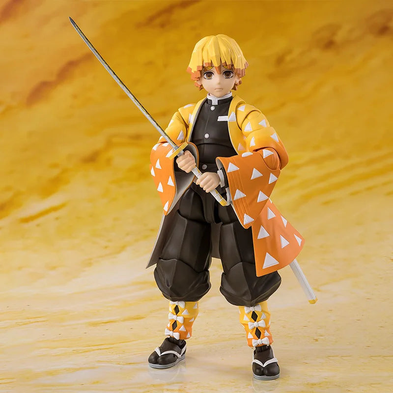 Bandai Genuine Demon Slayer Model Kit Anime Figures SHF Zenitsu Agatsuma Action Figure Joints Movable Model for Boys Toys Gifts