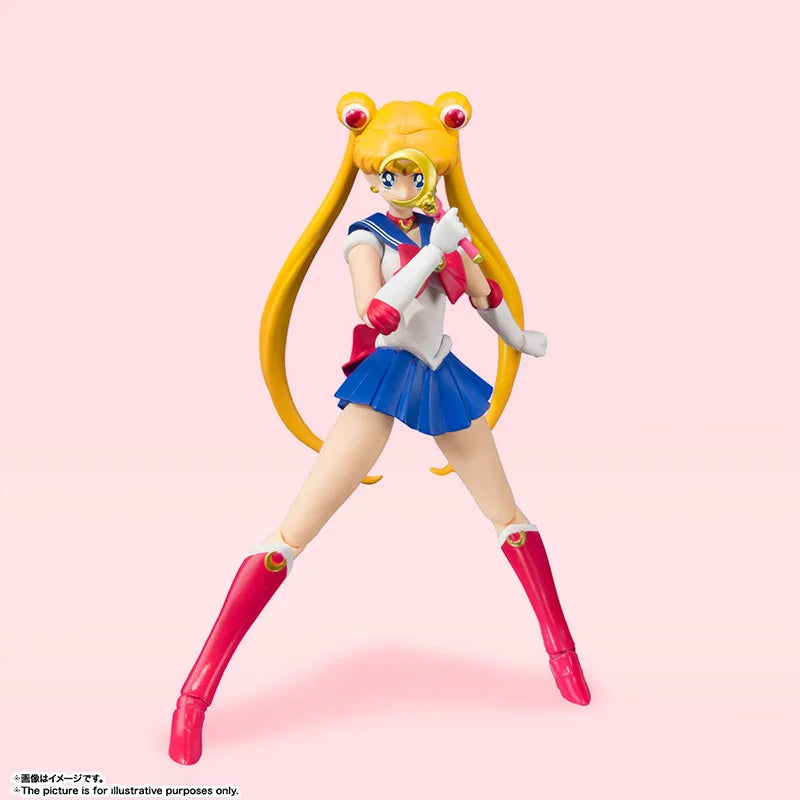 Bandai Genuine Sailor Moon Model Kit Anime Figures SHF Sailor Moon Animation Color Action Figure Collection Model for Toys Gifts
