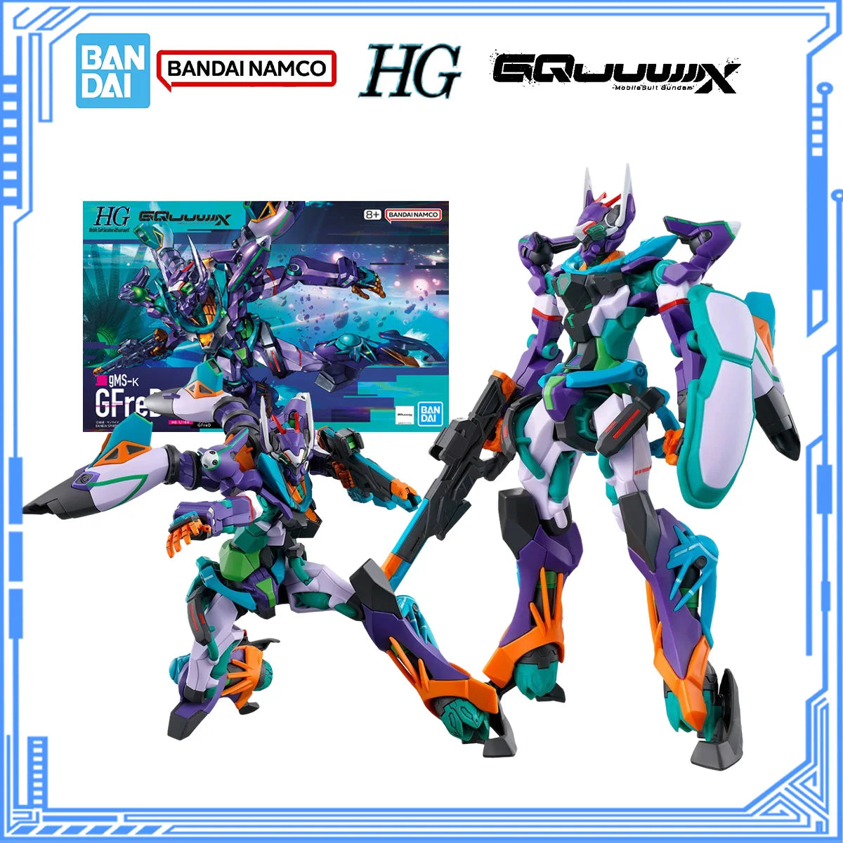 Bandai Genuine Gundam Gquuuuuux Model Kit Anime Figures HG MSGG GFreD ction Figure Joints Movable Collection Model for Boys Toys