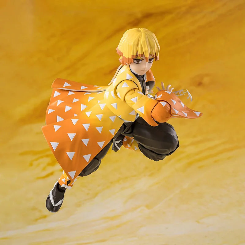Bandai Genuine Demon Slayer Model Kit Anime Figures SHF Zenitsu Agatsuma Action Figure Joints Movable Model for Boys Toys Gifts