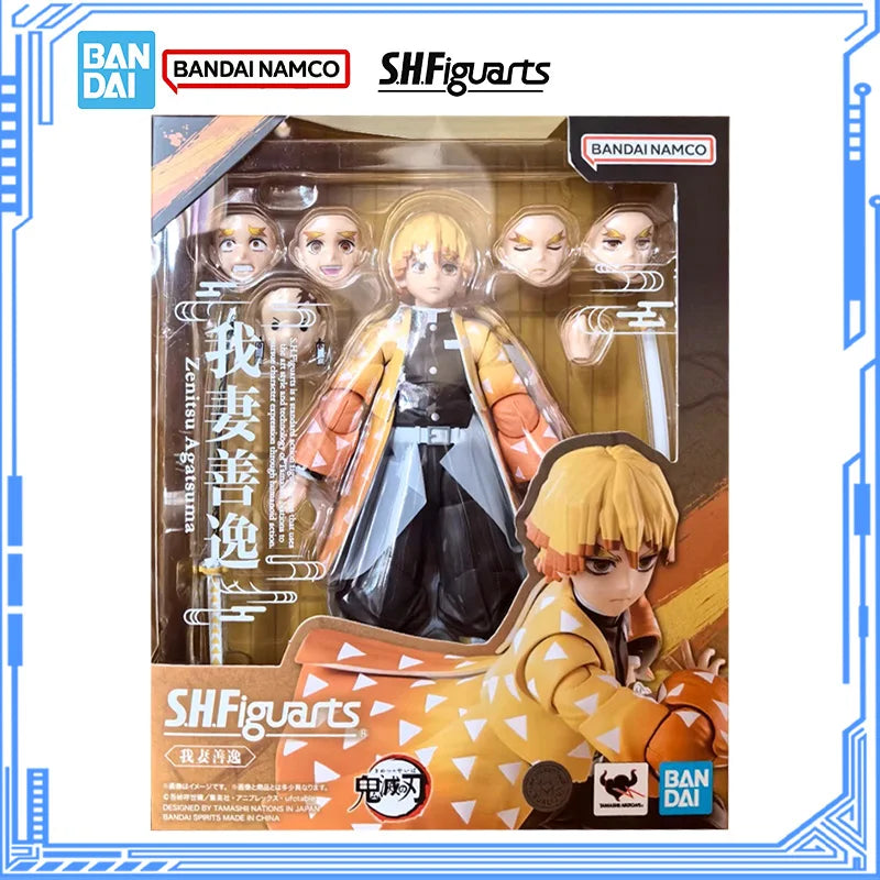 Bandai Genuine Demon Slayer Model Kit Anime Figures SHF Zenitsu Agatsuma Action Figure Joints Movable Model for Boys Toys Gifts