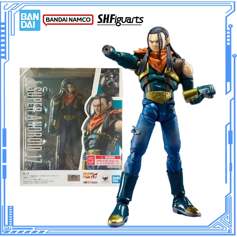 Bandai Genuine Dragon Ball GT Model Kit Anime Figures SHF Super Android 17 Action Figure Collection Model for Kids Toys Gifts