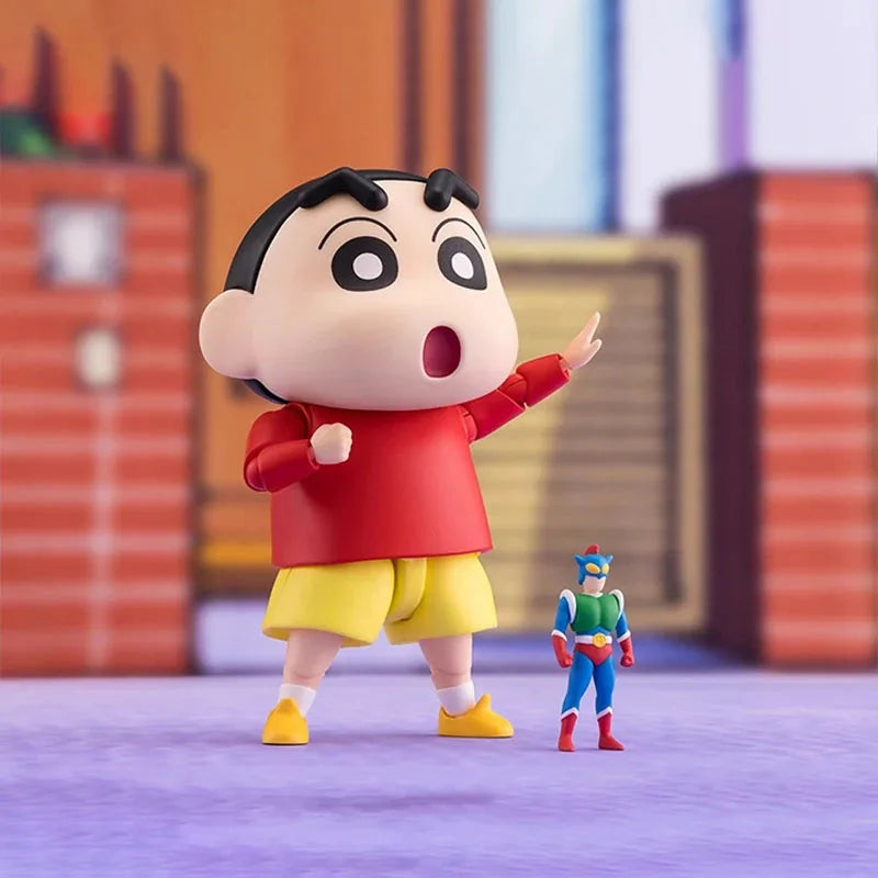 Bandai Genuine Crayon Shin-chan Model Kit Anime Figrues SHF Shinnosuke Nohara Action Figure Joints Movable Model Kids Toys Gifts