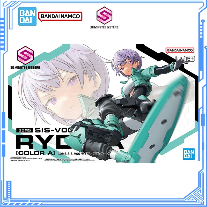 Bandai Genuine 30MS Model Kit 30MS Rydira [Color A] Skateboard Clothing Action Figure Joints Movable Model for Boys Toys Gifts