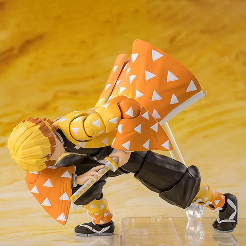 Bandai Genuine Demon Slayer Model Kit Anime Figures SHF Zenitsu Agatsuma Action Figure Joints Movable Model for Boys Toys Gifts