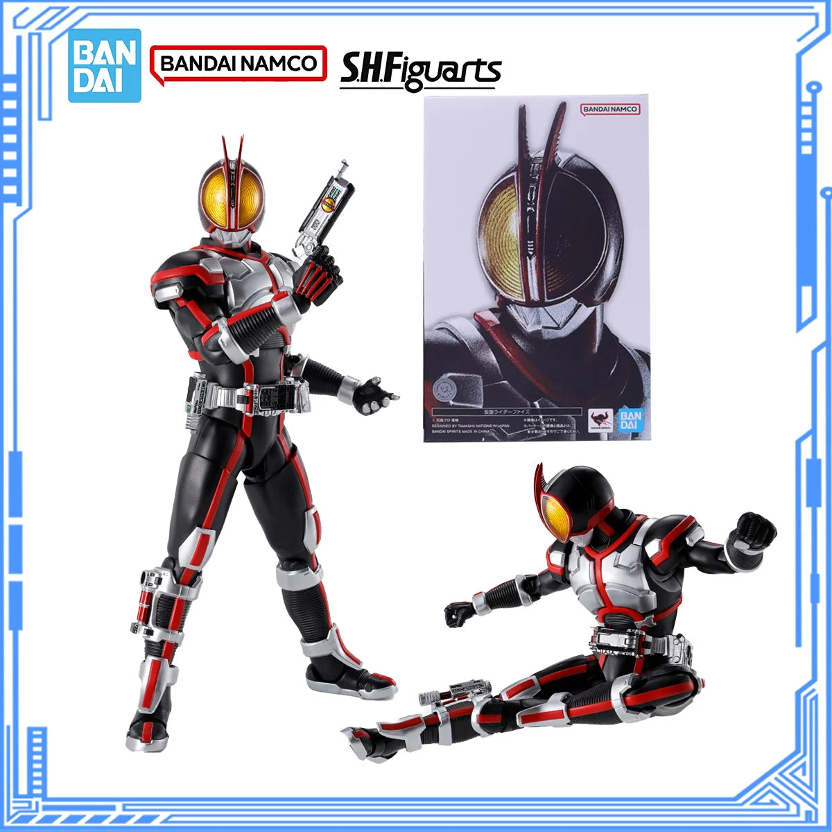 Bandai Genuine Kamen Rider 555 Model Kit SHF Kamen Rider Faiz Joints Movable Action Figures Collection Finished Model Toys Gifts