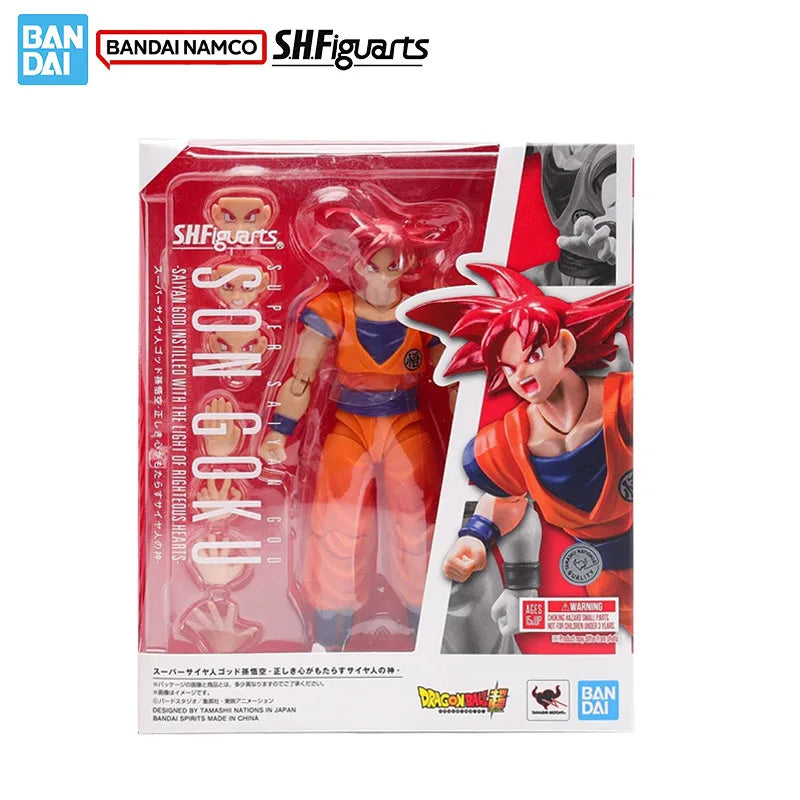 Bandai Genuine Dragon Ball Model Kit Anime Figures SHF Son Goku Righteous Hearts Action Figure Collection Model Boys Toys Gifts