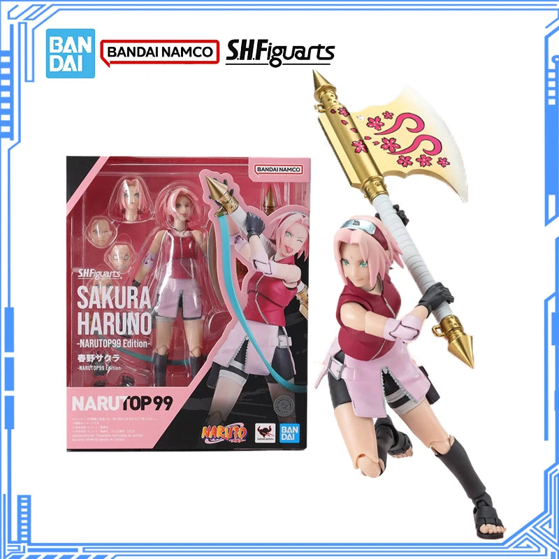 Bandai Genuine Naruto Model Kit Anime Figures SHF Sakura Haruno NarutoP99 Action Figure Collection Model for Kids Toys Gifts