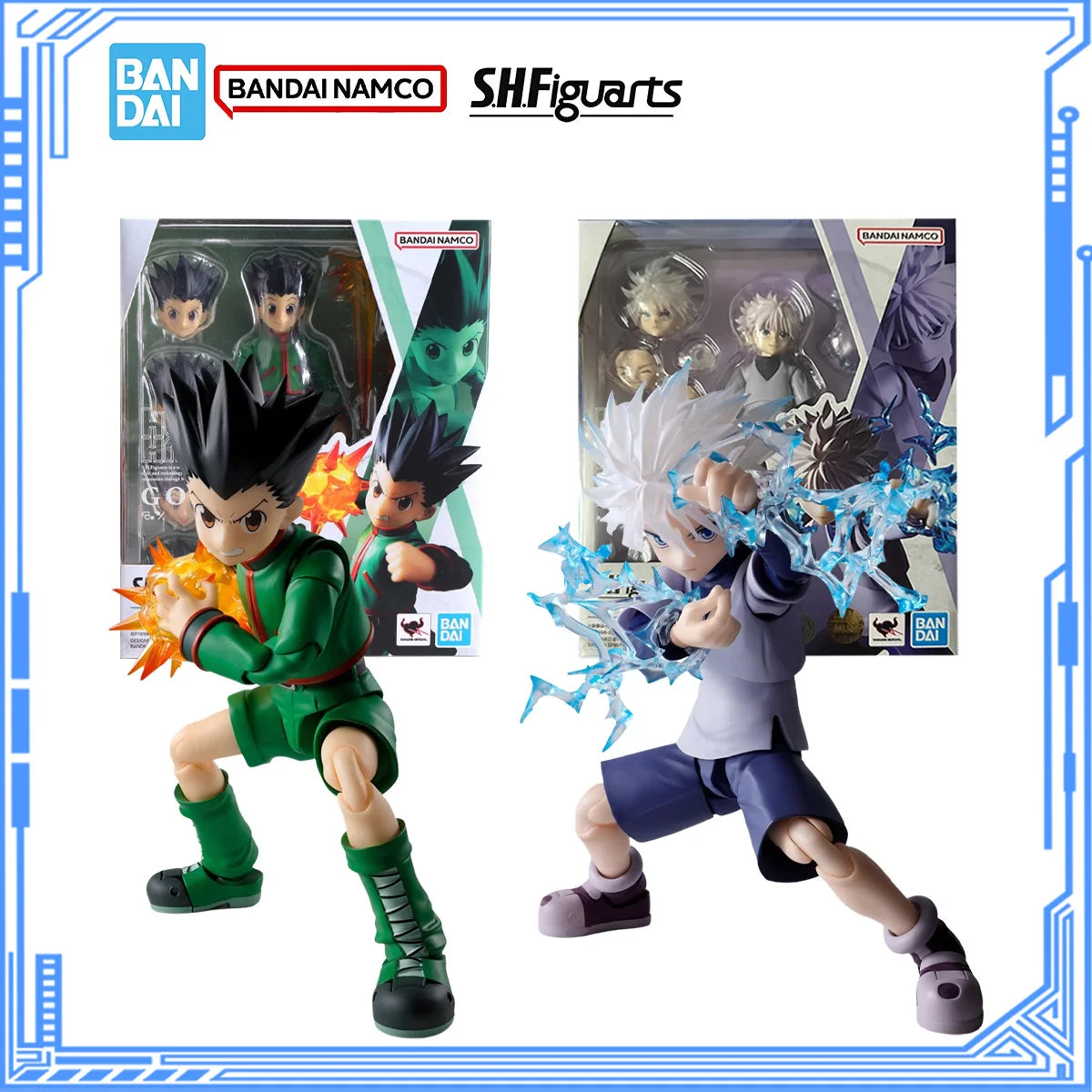 Bandai Genuine HUNTER×HUNTER Model Kit Anime Figures SHF Killua Zoldyck Gon Freecss Action Figure Joints Movable Model for Toys