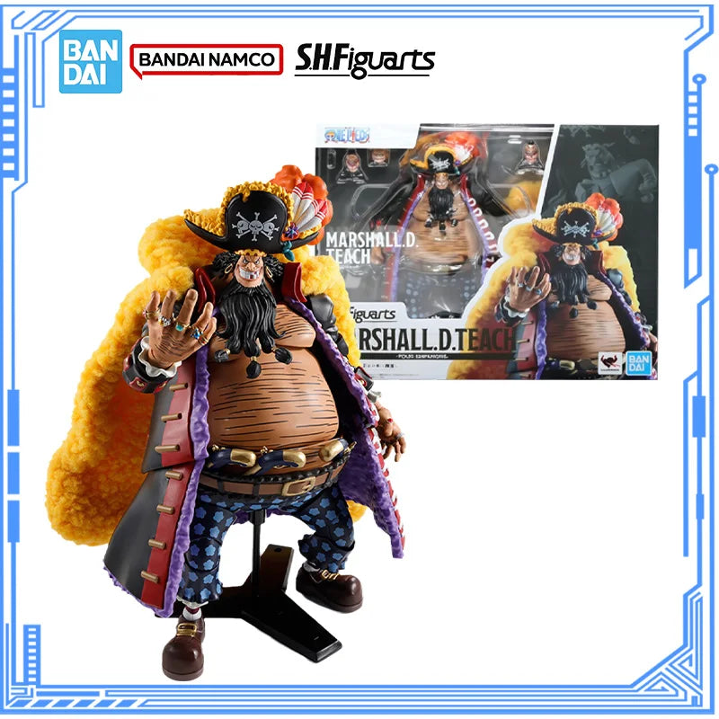 Bandai Genuine One Piece Model Kit Anime Figures SHF Marshall·D·Teach Action Figure Collection Model for Toys Christmas Gifts