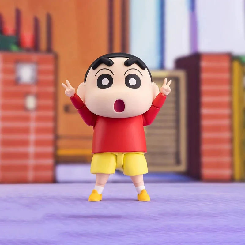 Bandai Genuine Crayon Shin-chan Model Kit Anime Figrues SHF Shinnosuke Nohara Action Figure Joints Movable Model Kids Toys Gifts