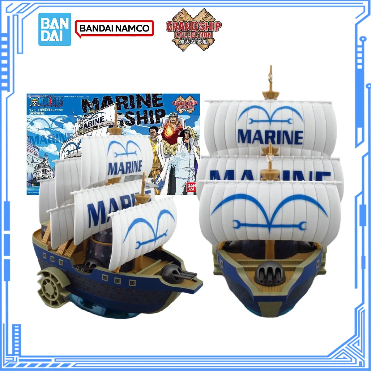 Bandai Genuine One Piece Model Kit Anime Figures Grand Ship Marine Warship Action Figures Collection Assembly Model Toys Gifts
