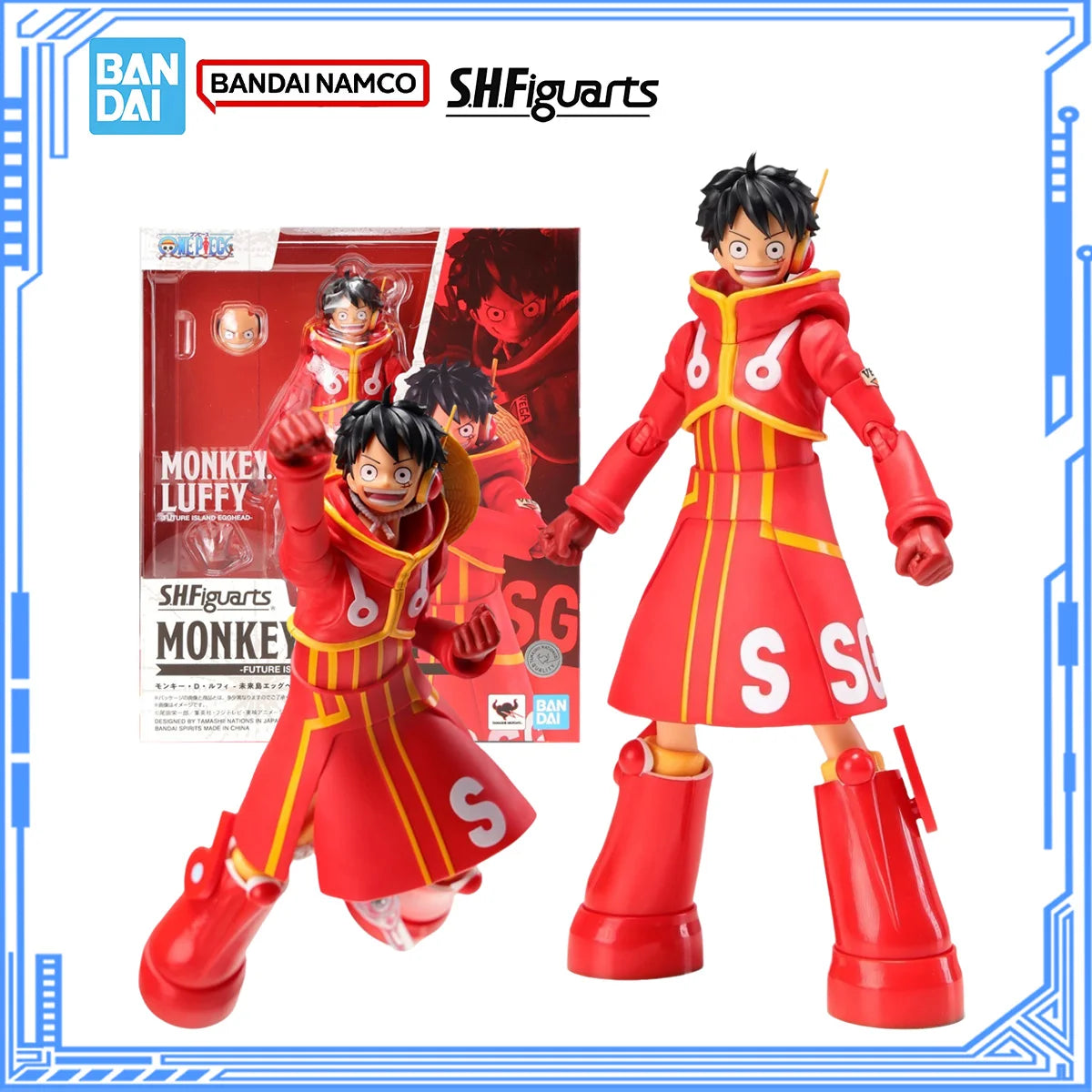 Bandai Genuine One Piece Model Kit SHF Luffy Future Island Egghead Joints Movable Action Figure Collection Model for Toys Gifts