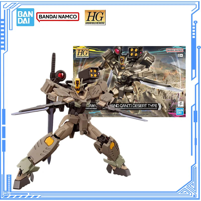 Bandai Genuine Gundam Model Kit HGGBM 1/144 Gundam 00 Command Qan[T] Desert Action Figures Assembly Model Toys Christmas Gifts