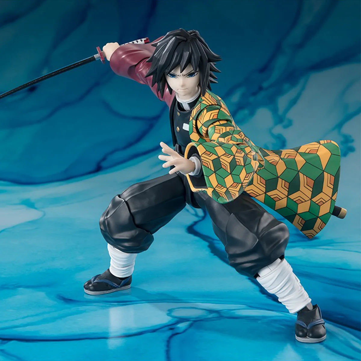 Bandai Genuine Demon Slayer Model Kit SHF Tomioka Giyuu Joints Movable Action Figures Collection Finished Model Boys Toys Gifts